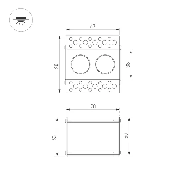 Светильник MS-ORIENT-BUILT-TRIMLESS-TC-S38x67-5W Day4000 (WH-BK, 30 deg, 230V) (Arlight, IP20 Металл, 5 лет)