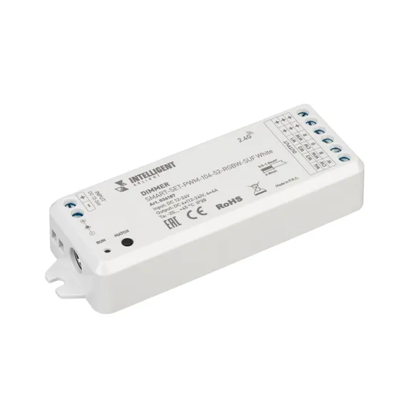 INTELLIGENT ARLIGHT Диммер SMART-SET-PWM-104-52-RGBW-SUF White (12-24V, 4x4A, ПДУ RING 10кн, 2.4G) (IARL, Контроллер)