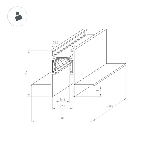 Трек встраиваемый MAG-ORIENT-TRACK-2653-FDW-3000 (BK, FLAT) (Arlight, IP20 Металл, 3 года)