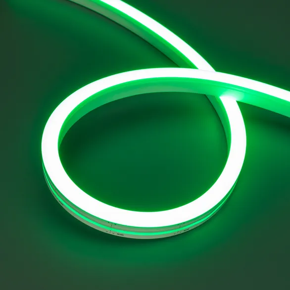 Светодиодная лента герметичная MOONLIGHT-SIDE-A140-12x17mm 24V Green (8 W/m, IP67, 5m, wire x2) (Arlight, Вывод боковой, 3 года)