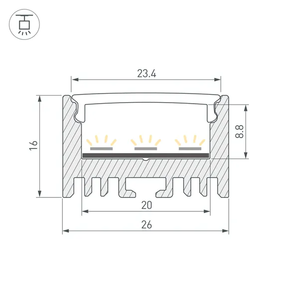 Профиль ARH-LINE-1726-2000 ANOD (Arlight, Алюминий)
