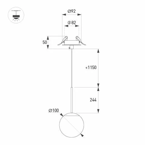 Светильник SP-BEADS-HANG-BUILT-T-R100-8W Warm3000 (BK, 180 deg, 230V) (Arlight, IP20 Металл, 5 лет)