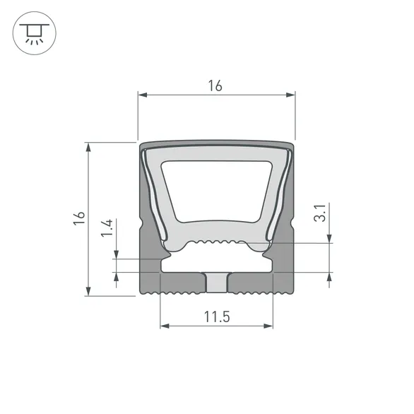 Силиконовый профиль WPH-FLEX-1616-TOP-S11-5m FULL BLACK (Arlight, Силикон)