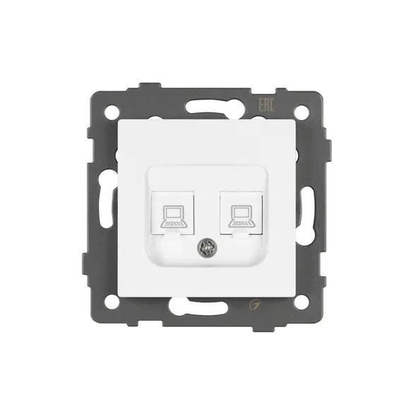Механизм компьютерной розетки двойной SCT-MPC2-PL-WH-V (RJ-45, CAT6) (Arlight, -)