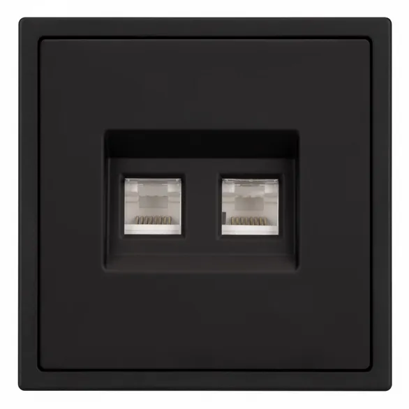 ARL NOBE Розетка компьютерная двойная софт-тач черный оникс SCT-MPC2-SFPL-BK (2хRJ-45, CAT6) (Arlight, -)