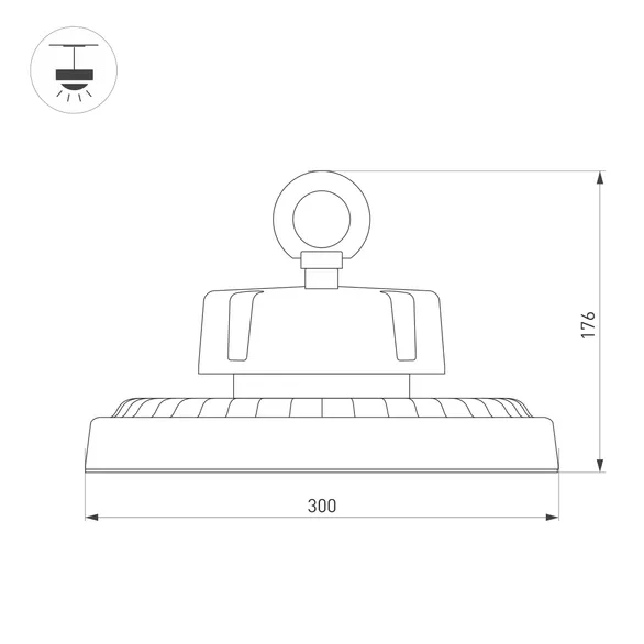 Светильник SP-ERCON-R300-200W White5000 (BK, 60 deg, 230V) (Arlight, IP65 Металл, 5 лет)