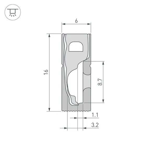 Силиконовый профиль WPH-FLEX-0616-SIDE-S9-5m BLACK (Arlight, Силикон)