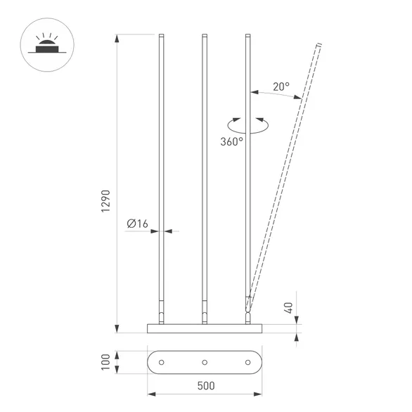 Светильник SP-FRITO-FLOOR-36W Warm3200-MIX (BK, 120 deg, 230V) (Arlight, IP20 Металл, 5 лет)