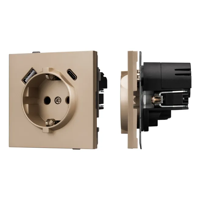 Механизм розетки с USB зарядкой SCT-TENDO-MUAC-PL-GD (230V, 16A) (Arlight, -)