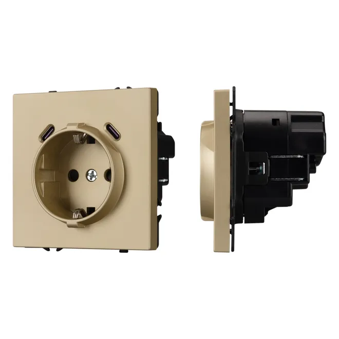 Механизм розетки с USB зарядкой SCT-NOBE-MUCC-SFPL-GD (230V, 16A) (Arlight, -)