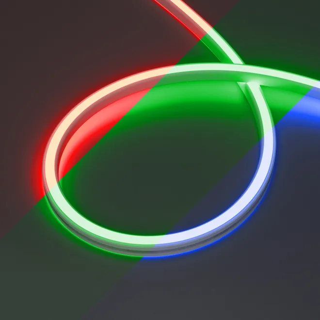 Светодиодная лента герметичная WAVE-SIDE-DOUBLE-B84-16x15mm 24V RGB (10 W/m, IP67, 5m, wire x1) (Arlight, Вывод боковой, 5 лет)