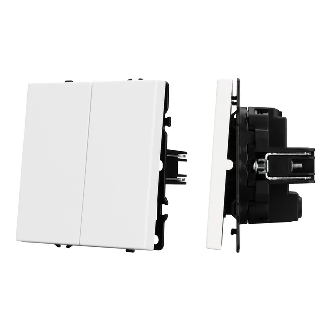 Механизм выключателя двухклавишный перекрёстный SWT-NOBE-MKX2-SFPL-WH (230V, 10A) (Arlight, Белый кварц)