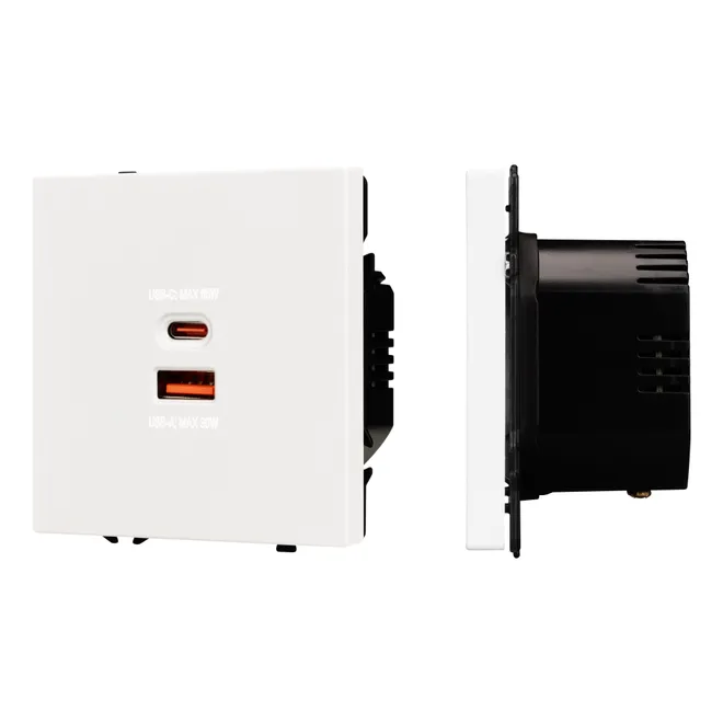 Механизм розетки с быстрой USB зарядкой SCT-NOBE-MUAC-SFPL-FC-WH (65W, QC3) (Arlight, -)