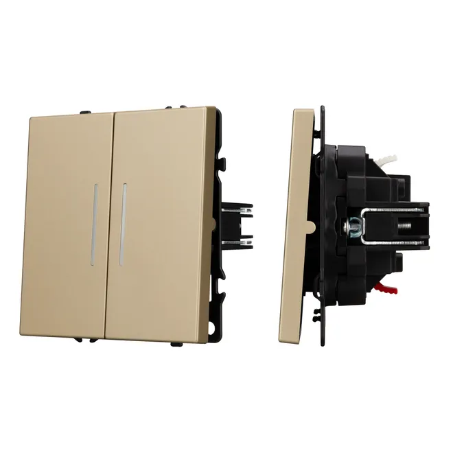 Механизм выключателя двухклавишный непроходной LED SWT-NOBE-MK02-SFPL-L-GD (230V, 10A) (Arlight, -)