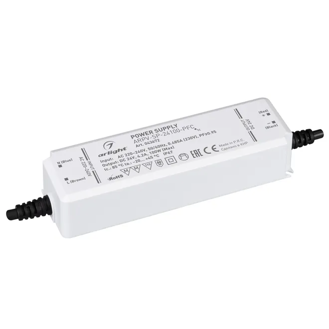 Блок питания ARPV-SP-24100-PFC (24V, 4.2A, 100W) (Arlight, IP67 Пластик, 5 лет)