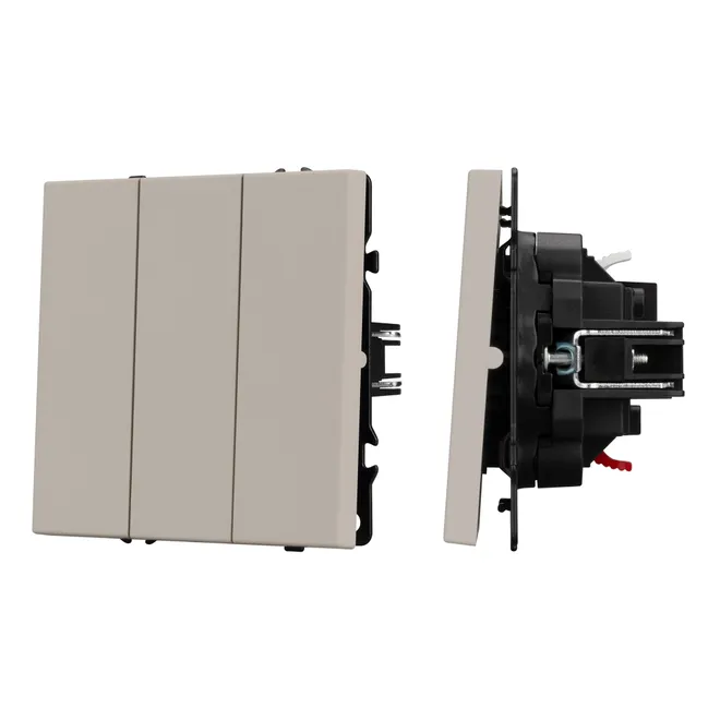 Механизм выключателя трехклавишный непроходной SWT-NOBE-MK03-SFPL-CA (230V, 10A) (Arlight, Кашемир)