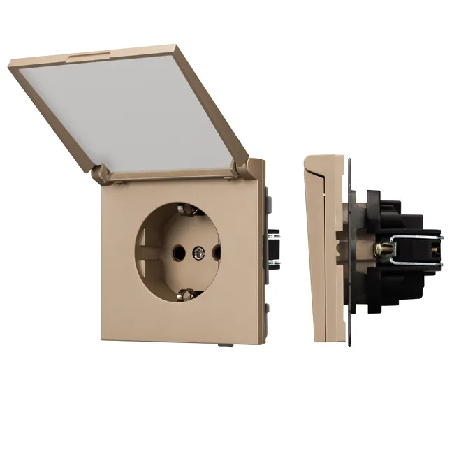 Механизм розетки влагозащищённый SCT-TENDO-MCP-PL-GD (230V, 16A) (Arlight, -)