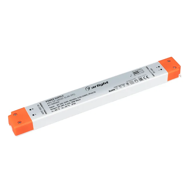 Блок питания ARV-SP-48030-SLIM-PFC (48V, 0.63A, 30W) (Arlight, IP20 Пластик, 5 лет)