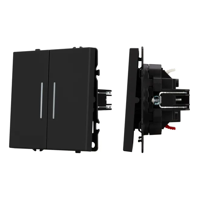 Механизм выключателя двухклавишный проходной LED SWT-NOBE-MKP2-SFPL-L-BK (230V, 10A) (Arlight, -)