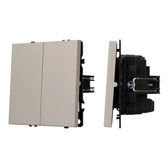Механизм выключателя двухклавишный перекрёстный SWT-NOBE-MKX2-SFPL-CA (230V, 10A) (Arlight, Кашемир)
