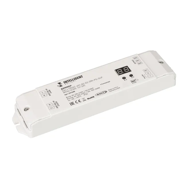 INTELLIGENT ARLIGHT Диммер DALI-TRIAC-601-82-D2-DRI-PS-SUF White (230V, 1x1.5A) (IARL, IP20 Пластик, 5 лет)
