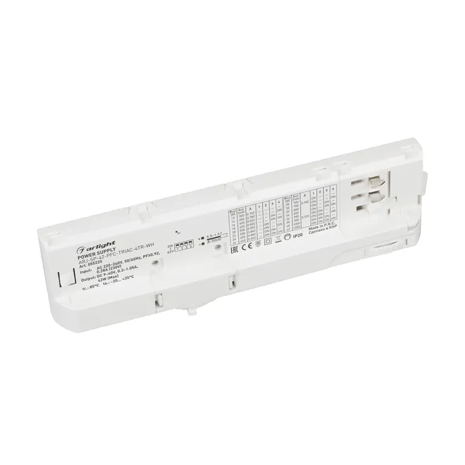 Блок питания для трековых систем ARJ-SP-42-PFC-TRIAC-4TR-WH (42W, 9-40V, 0.3-1.05A) (Arlight, IP20 Пластик, 5 лет)