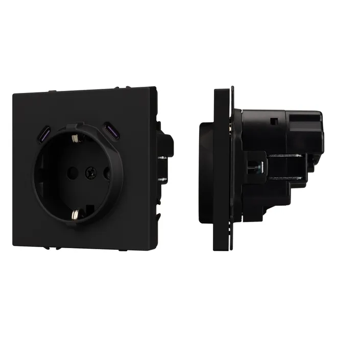Механизм розетки с USB зарядкой SCT-NOBE-MUCC-SFPL-BK (230V, 16A) (Arlight, -)