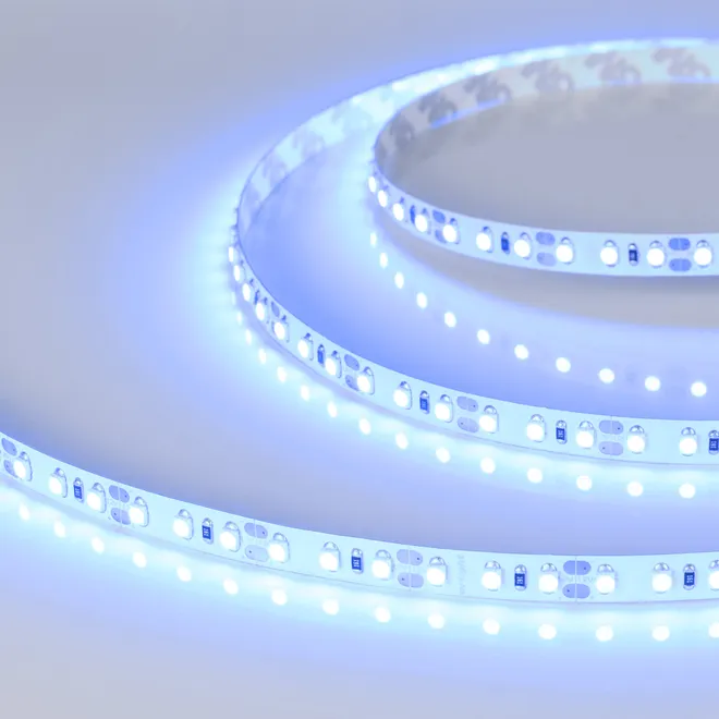 Светодиодная лента RT-A120-8mm 12V Blue (9.6 W/m, IP20, 5m) (Arlight, 9.6 Вт/м, IP20)