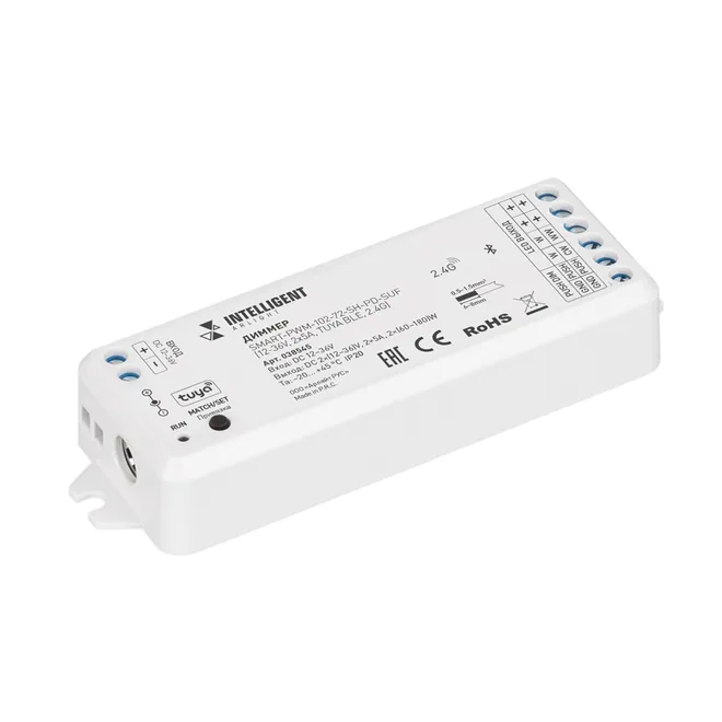 INTELLIGENT ARLIGHT Диммер SMART-PWM-102-72-SH-PD-SUF (12-36V, 2x5A, TUYA BLE, 2.4G) (IARL, Контроллер)