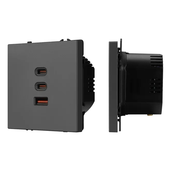 Механизм розетки с быстрой USB зарядкой SCT-NOBE-MUACC-SFPL-FC-GR (65W, QC3) (Arlight, -)