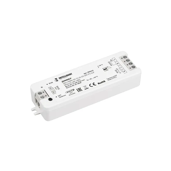 INTELLIGENT ARLIGHT Диммер DALI-PWM-101-72-1G-D2-DRI-PS-SUF White (12-48V, 1x8A) (IARL, IP20 Пластик, 5 лет)