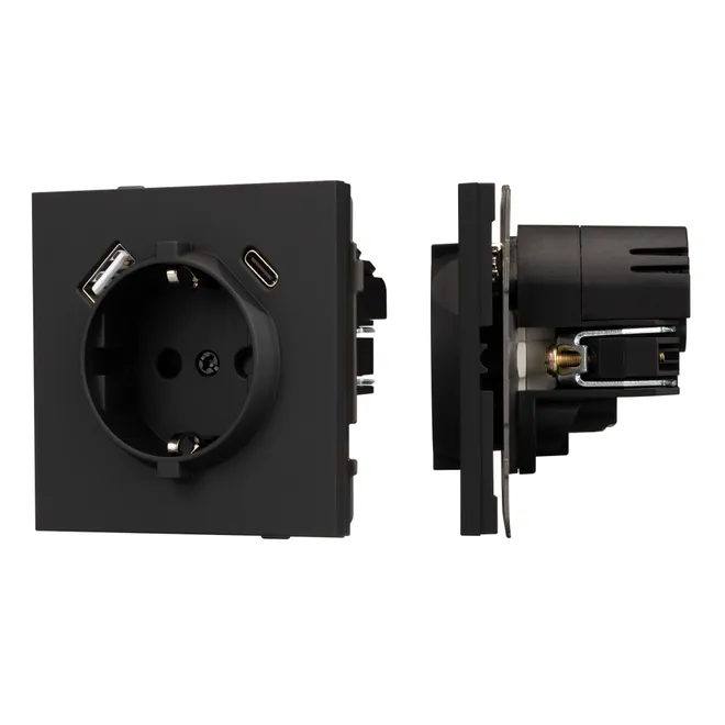 Механизм розетки с USB зарядкой SCT-TENDO-MUAC-SFPL-BK (230V, 16A) (Arlight, -)