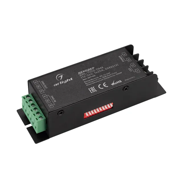 Декодер ARL-7022-DMX (12-24V, 1x25A, DMX512) (Arlight, IP20 Металл, 3 года)