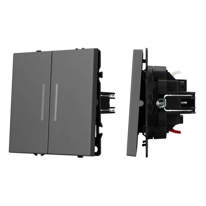 Механизм выключателя двухклавишный непроходной LED SWT-NOBE-MK02-SFPL-L-GR (230V, 10A) (Arlight, -)