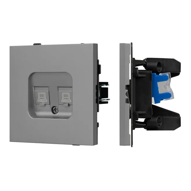 Механизм компьютерной розетки двойной SCT-TENDO-MPC2-PL-GR (RJ-45, CAT6) (Arlight, -)