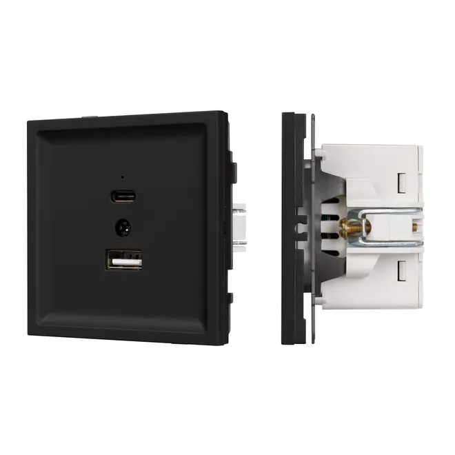 Механизм USB розетки SCT-TENDO-MUAC-SFPL-BK (5V, 3A, QC3) (Arlight, -)