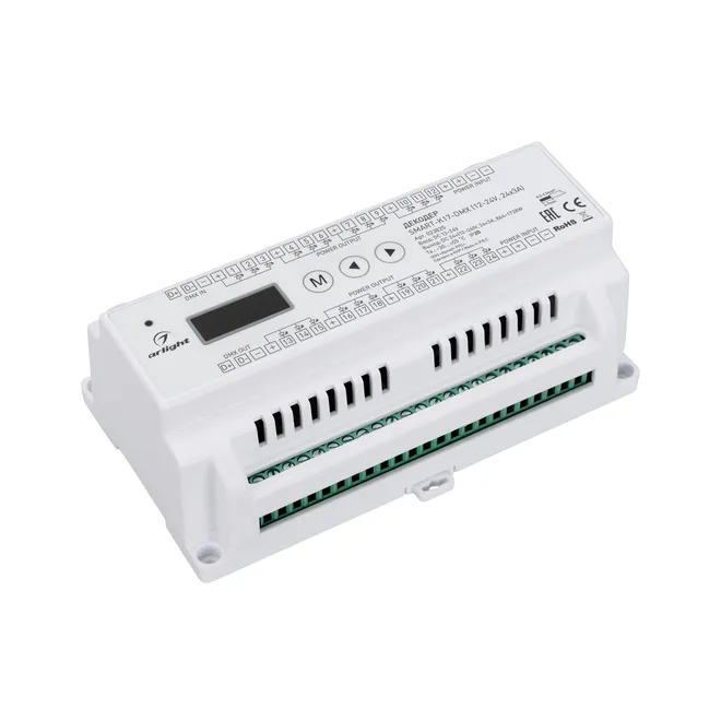 Декодер SMART-K17-DMX (12-24V, 24x3A) (Arlight, IP20 Пластик, 5 лет)