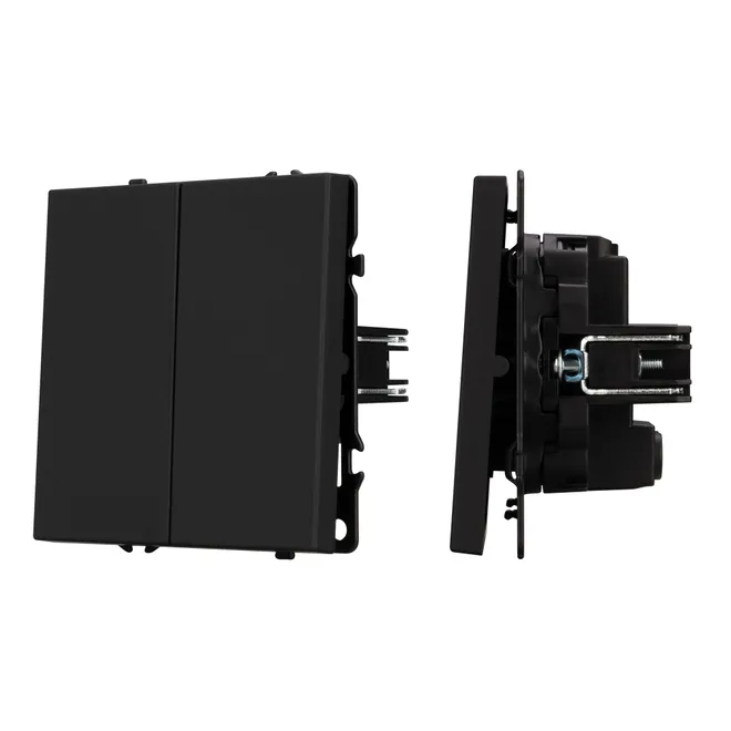 ARL NOBE Выключатель перекрёстный 2 кл софт-тач черный оникс SWT-MKX2-SFPL-BK (250V, 10A) (Arlight, -)