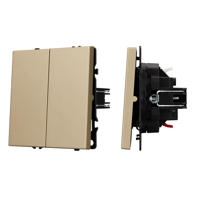 Механизм выключателя двухклавишный проходной SWT-NOBE-MKP2-SFPL-GD (230V, 10A) (Arlight, -)