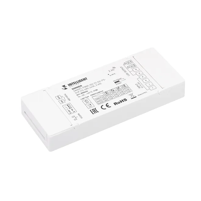 INTELLIGENT ARLIGHT Диммер SMART-PWM-102-72-SH-PS-SUF (12-48V, 2x7A, 2.4G) (IARL, IP20 Пластик, 5 лет)