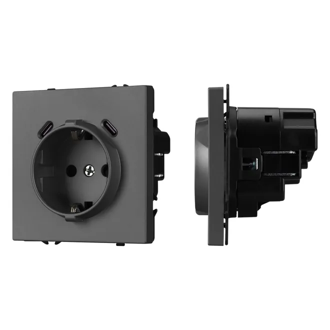 Механизм розетки с USB зарядкой SCT-NOBE-MUCC-SFPL-GR (230V, 16A) (Arlight, -)