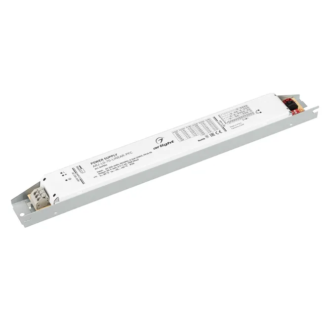 Блок питания ARJ-LG-70-LINEAR-PFC (70W, 9-66V, 0.7-1.4A) (Arlight, IP20 Металл, 5 лет)