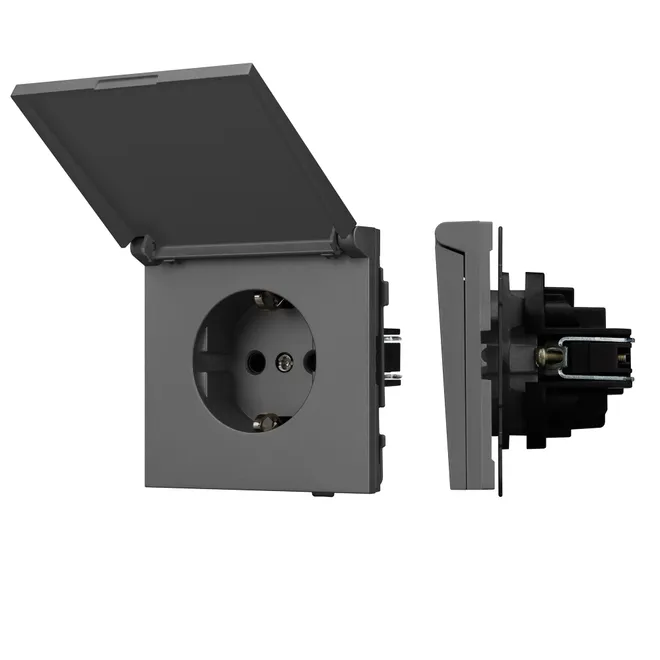 Механизм розетки влагозащищённый SCT-TENDO-MCP-SFPL-GR (230V, 16A) (Arlight, Матовый графитовый)