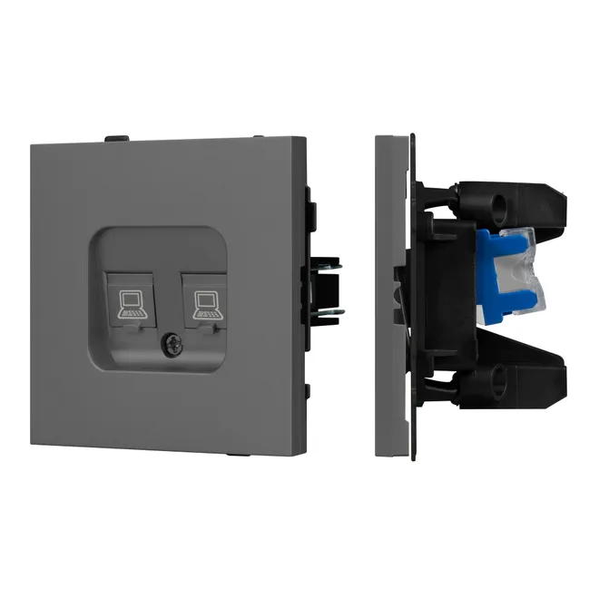 Механизм компьютерной розетки двойной SCT-TENDO-MPC2-SFPL-GR (RJ-45, CAT6) (Arlight, -)