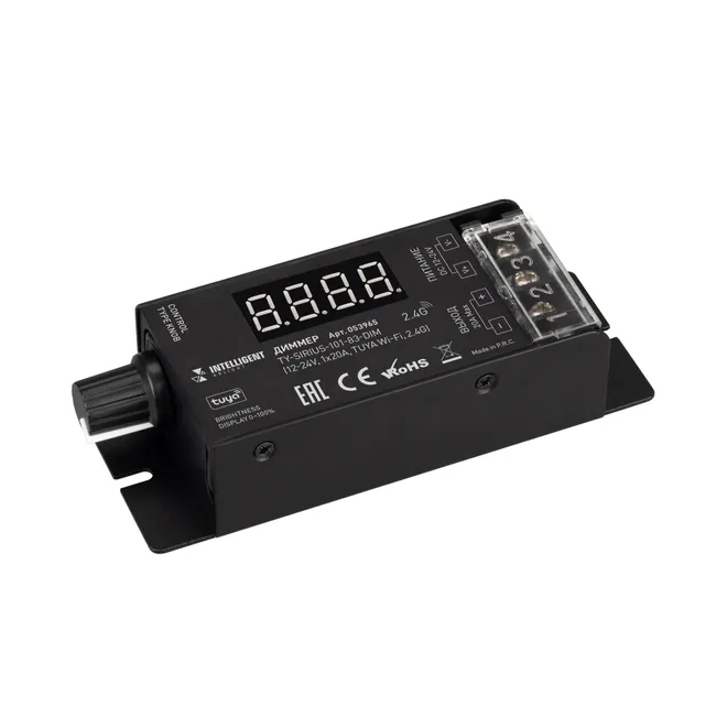 INTELLIGENT ARLIGHT Диммер TY-SIRIUS-101-83-DIM (12-24V, 1x20A, TUYA Wi-Fi, 2.4G) (IARL, IP20 Металл, 3 года)