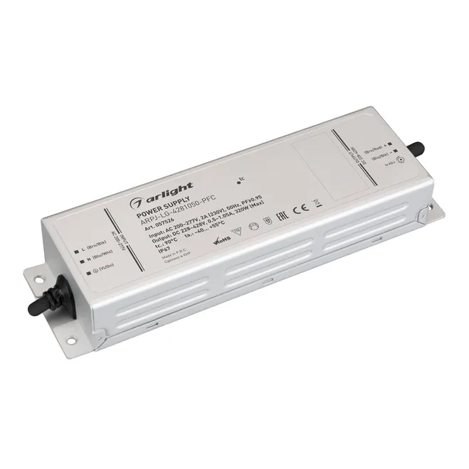 Блок питания ARPJ-LG-4281050-PFC (320W, 228-428V, 0.5-1.05A) (Arlight, IP67 Металл, 5 лет)