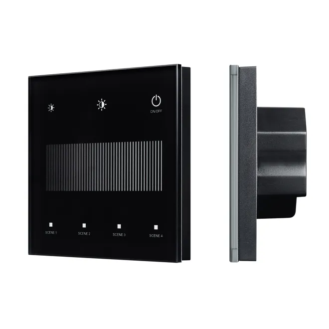 INTELLIGENT ARLIGHT Сенсорная панель SMART-DALI-301-11-1G-4SC-DIM-IN Black (BUS/24V, Touch, 2.4G) (IARL, IP20 Пластик, 5 лет)