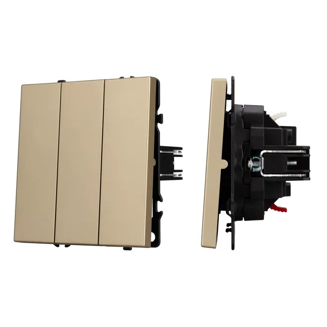 Механизм выключателя трехклавишный непроходной SWT-NOBE-MK03-SFPL-GD (230V, 10A) (Arlight, Золотой песок)