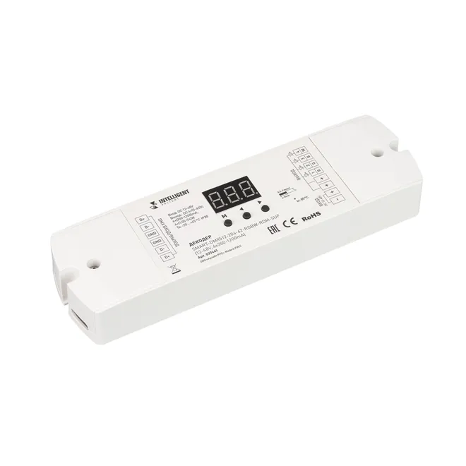 INTELLIGENT ARLIGHT Декодер SMART-DMX512-204-62-RGBW-RDM-SUF (12-48V, 4x350-1200mA) (IARL, IP20 Пластик, 5 лет)