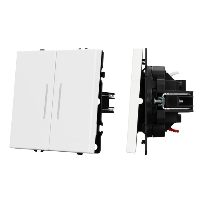 Механизм выключателя двухклавишный непроходной LED SWT-NOBE-MK02-SFPL-L-WH (230V, 10A) (Arlight, -)